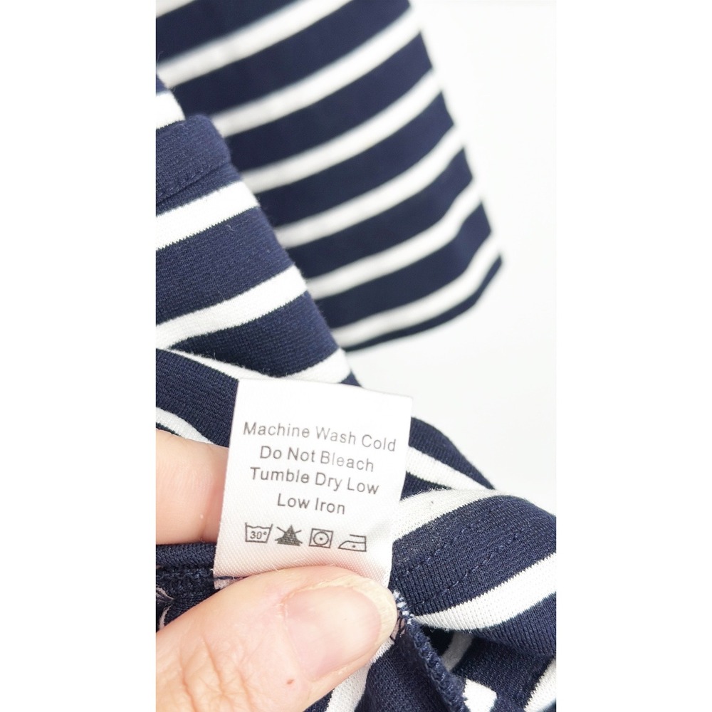 Tuckernuck Striped Long Sleeve Collared Tunic Top Navy White Pockets Size XS - Picture 5 of 7